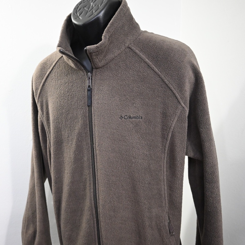 Columbia Fleece Jacket Brown Full Zip W/ Pockets Long Sleeve Womens Size 3XL
